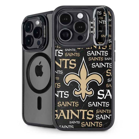 NFL New Orleans Saints Black Blast iPhone 15 Pro Kickstand Case