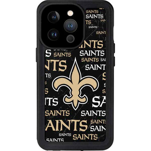 NFL New Orleans Saints Black Blast iPhone 15 Pro Waterproof Case