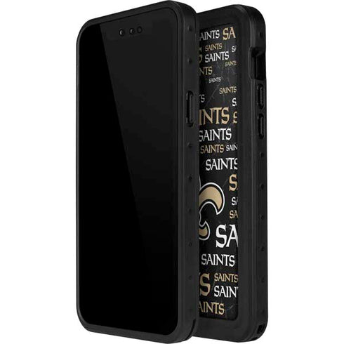 NFL New Orleans Saints Black Blast iPhone 15 Pro Waterproof Case