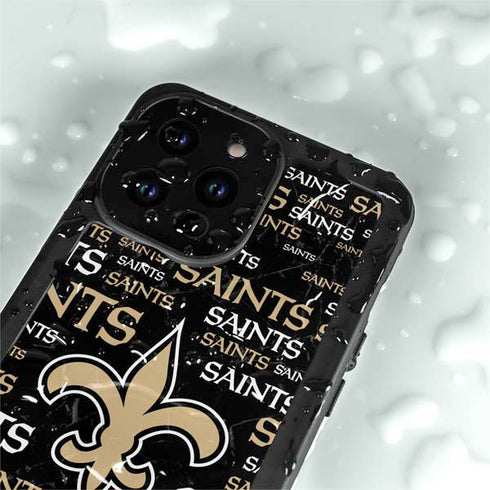 NFL New Orleans Saints Black Blast iPhone 15 Pro Waterproof Case