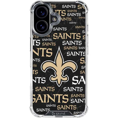NFL New Orleans Saints Black Blast iPhone 16 Clear Case