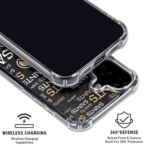 NFL New Orleans Saints Black Blast iPhone 16 Plus Clear Case