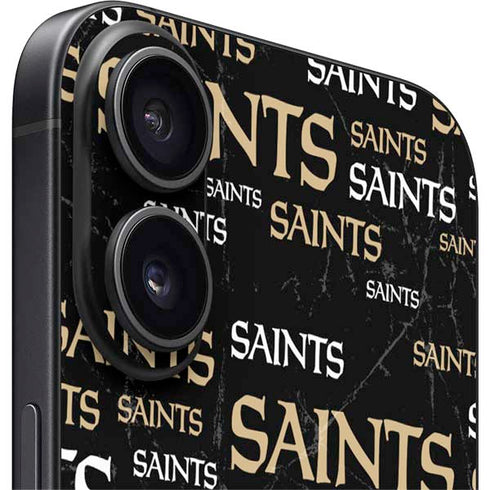 NFL New Orleans Saints Black Blast iPhone 16 Plus Skin