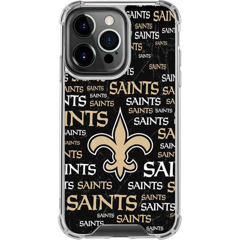 NFL New Orleans Saints Black Blast iPhone 16 Pro Clear Case