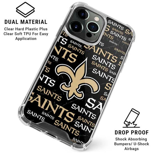 NFL New Orleans Saints Black Blast iPhone 16 Pro Clear Case