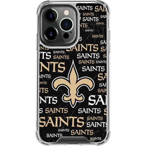 NFL New Orleans Saints Black Blast iPhone 16 Pro Max Clear Case