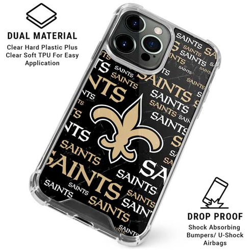 NFL New Orleans Saints Black Blast iPhone 16 Pro Max Clear Case