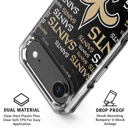 NFL New Orleans Saints Black Blast iPhone 17 Air Clear Case