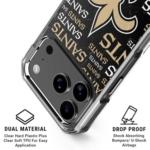 NFL New Orleans Saints Black Blast iPhone 17 Pro Clear Case