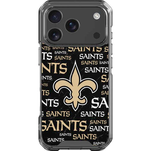 NFL New Orleans Saints Black Blast iPhone 18 Pro Clear Case