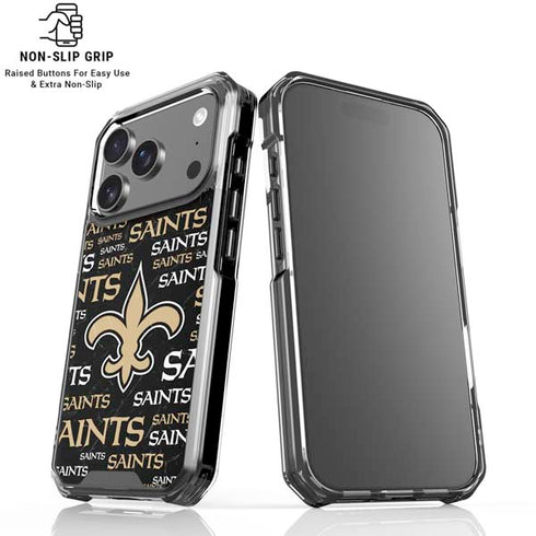 NFL New Orleans Saints Black Blast iPhone 18 Pro Clear Case