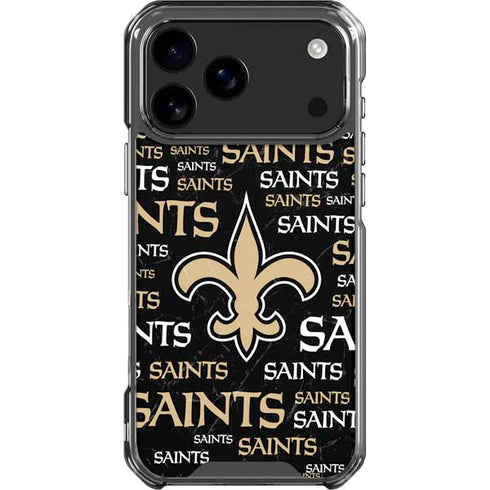 NFL New Orleans Saints Black Blast iPhone 18 Pro Max Clear Case