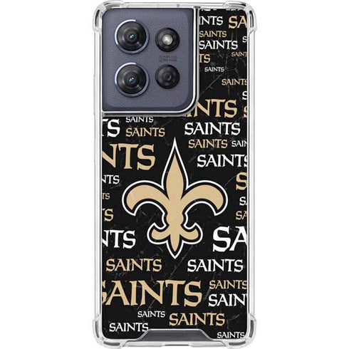 NFL New Orleans Saints Black Blast Moto G 5G (2025) Clear Case