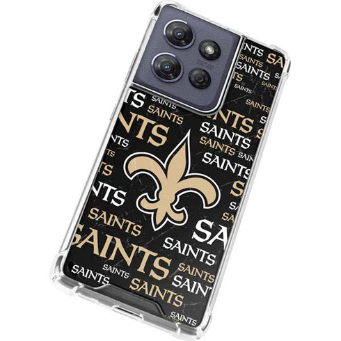 NFL New Orleans Saints Black Blast Moto G 5G (2025) Clear Case