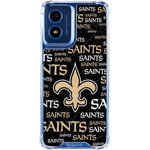 NFL New Orleans Saints Black Blast Moto G 5G (2024) Clear Case