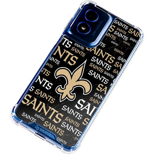 NFL New Orleans Saints Black Blast Moto G 5G (2024) Clear Case