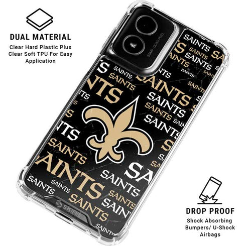 NFL New Orleans Saints Black Blast Moto G Power 5G (2024) Clear Case