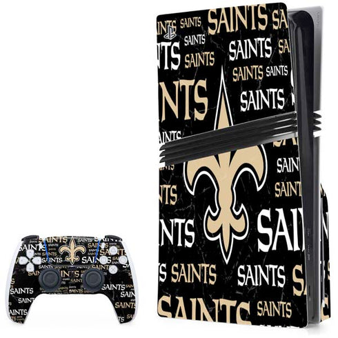 NFL New Orleans Saints Black Blast PS5 Pro Disk Bundle Skin