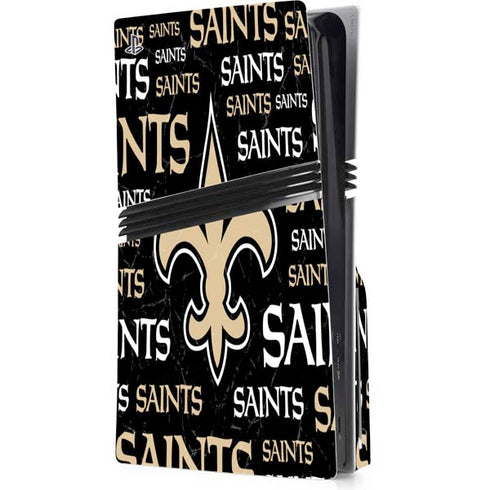 NFL New Orleans Saints Black Blast PS5 Pro Disk Console Skin