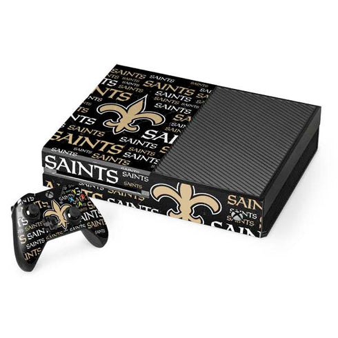 NFL New Orleans Saints Black Blast Xbox One Console and Controller Bundle Skin