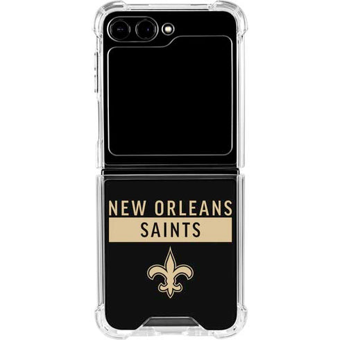 NFL New Orleans Saints Black Performance Series Galaxy Z Flip6 Clear Case