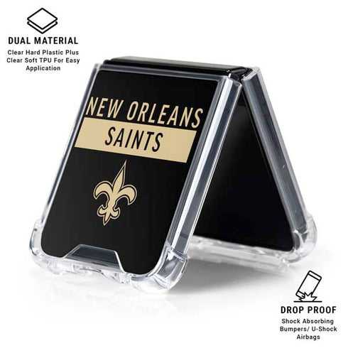 NFL New Orleans Saints Black Performance Series Galaxy Z Flip6 Clear Case