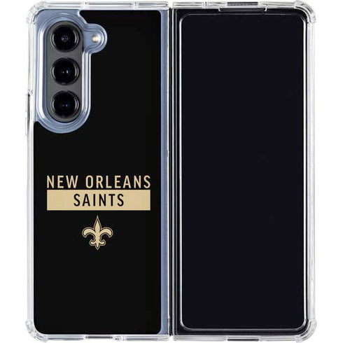 NFL New Orleans Saints Black Performance Series Galaxy Z Fold5 5G Clear Case