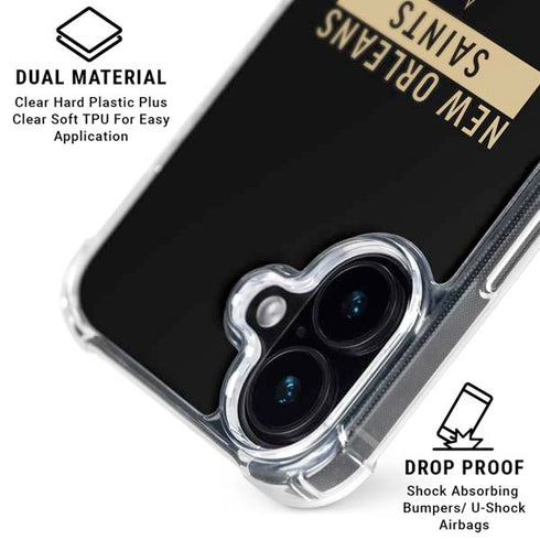 NFL New Orleans Saints Black Performance Series iPhone 16 Clear Case