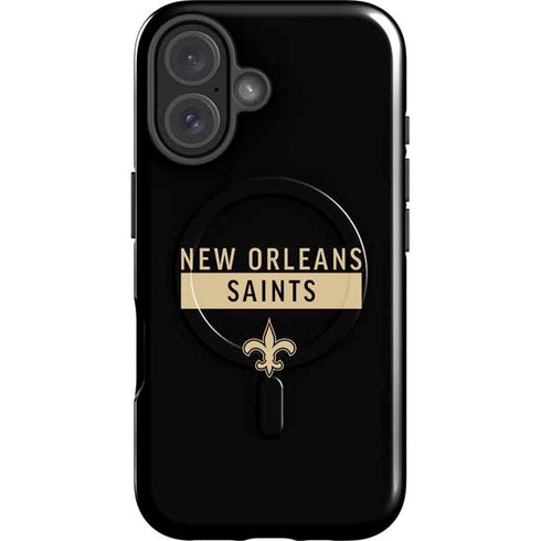 NFL New Orleans Saints Black Performance Series iPhone 16 Magsafe Impact Case