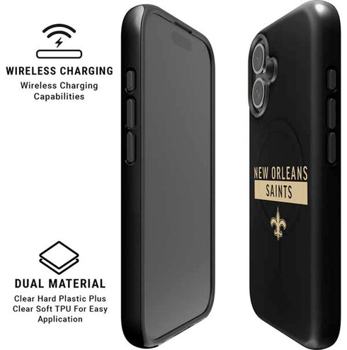 NFL New Orleans Saints Black Performance Series iPhone 16 Magsafe Impact Case