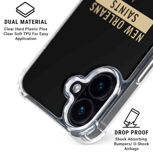NFL New Orleans Saints Black Performance Series iPhone 16 Plus Clear Case