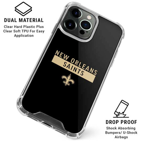 NFL New Orleans Saints Black Performance Series iPhone 16 Pro Clear Case