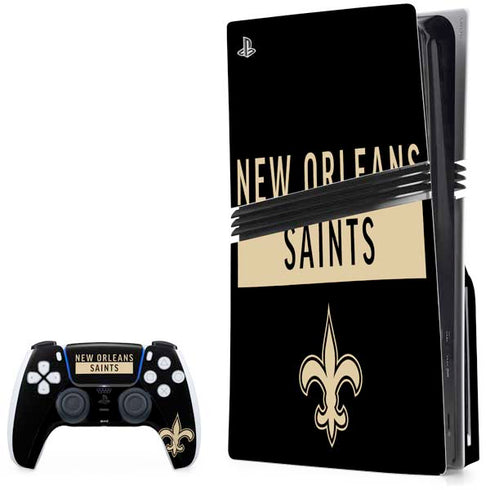 NFL New Orleans Saints Black Performance Series PS5 Pro Disk Bundle Skin