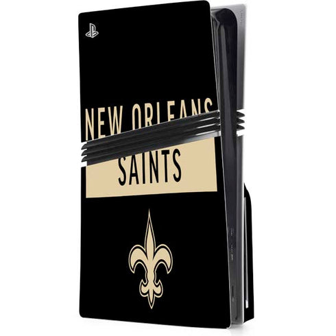 NFL New Orleans Saints Black Performance Series PS5 Pro Disk Console Skin