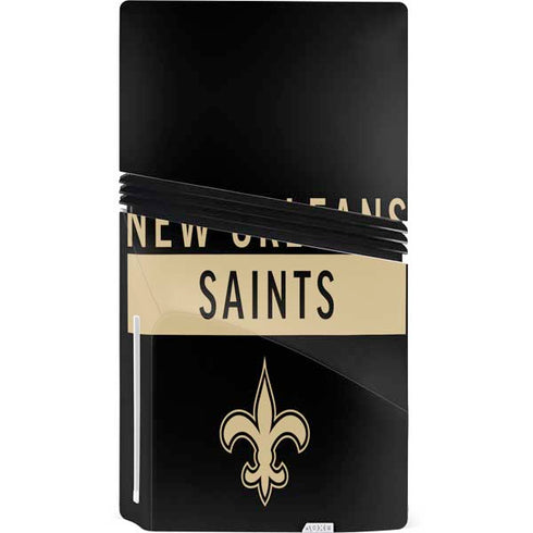 NFL New Orleans Saints Black Performance Series PS5 Pro Disk Console Skin