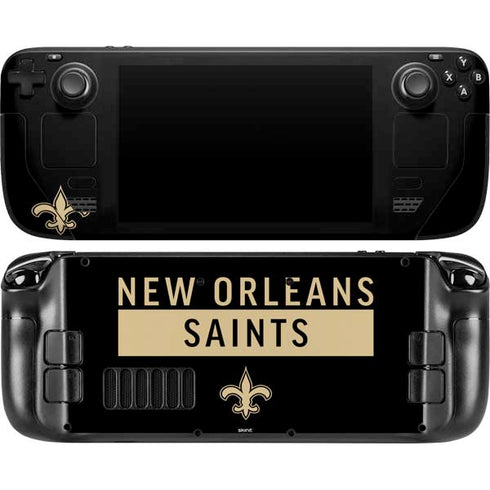 NFL New Orleans Saints Black Performance Series Steam Deck Handheld Gaming Computer OLED Skin