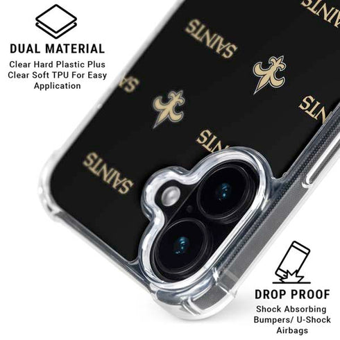 NFL New Orleans Saints Blitz Series iPhone 16 Plus Clear Case