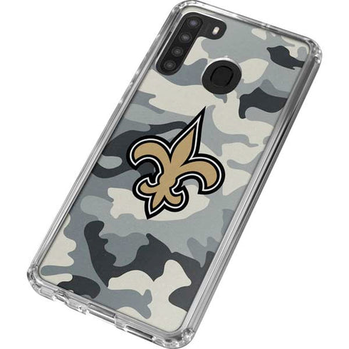 NFL New Orleans Saints Camo Galaxy A21 Clear Case