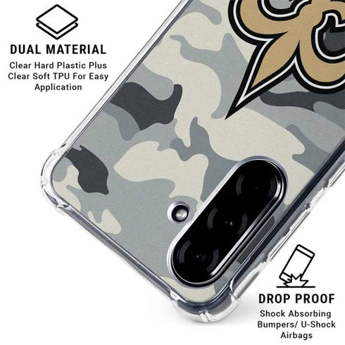 NFL New Orleans Saints Camo Galaxy A36 5G Clear Case