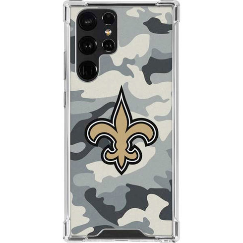 NFL New Orleans Saints Camo Galaxy S23 Ultra Clear Case