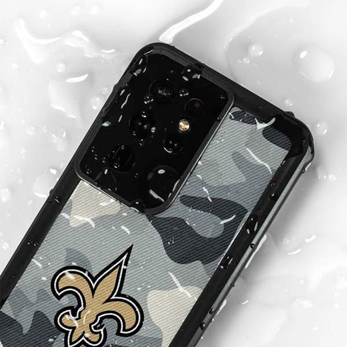 NFL New Orleans Saints Camo Galaxy S24 Ultra Waterproof Case