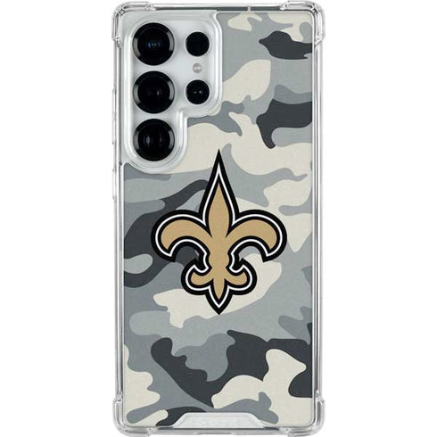 NFL New Orleans Saints Camo Galaxy S25 Ultra Clear Case