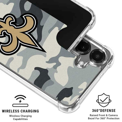 NFL New Orleans Saints Camo Galaxy S26 Plus Clear Case