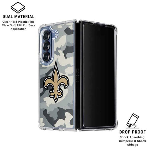 NFL New Orleans Saints Camo Galaxy Z Fold6 Clear Case