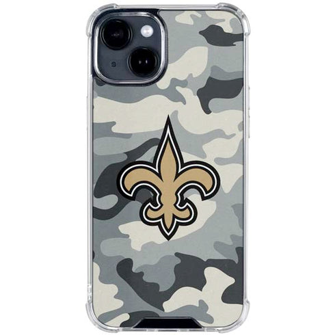 NFL New Orleans Saints Camo iPhone 15 Clear Case