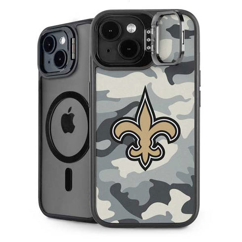 NFL New Orleans Saints Camo iPhone 15 Kickstand Case