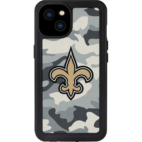 NFL New Orleans Saints Camo iPhone 15 Plus Waterproof Case