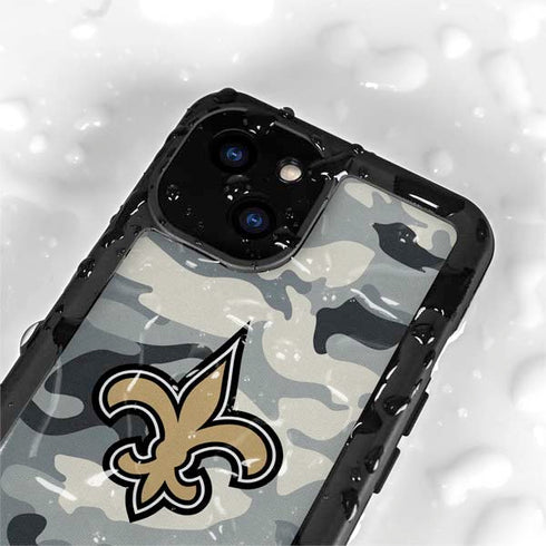 NFL New Orleans Saints Camo iPhone 15 Plus Waterproof Case