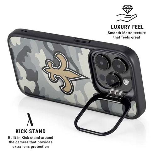 NFL New Orleans Saints Camo iPhone 15 Pro Kickstand Case