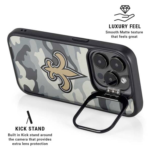 NFL New Orleans Saints Camo iPhone 15 Pro Max Kickstand Case